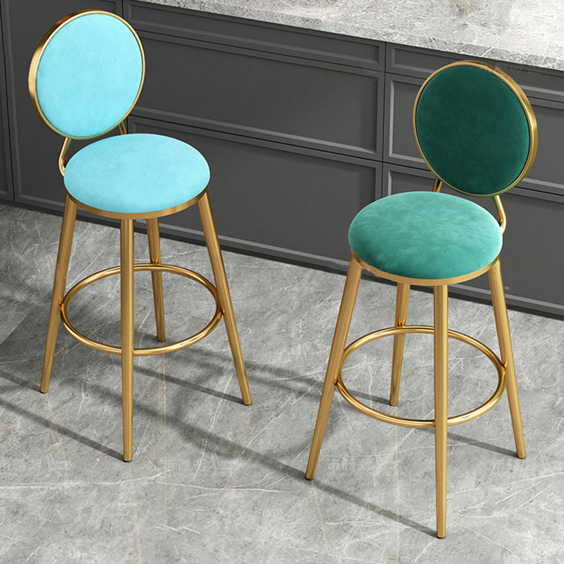 Nordic Armless Backrest Counter Stool Steel Kitchen Bar Stool with Cushion and Pedal Clearhalo 'Bar Furniture' 'Bar Stools' 'bar_stools' 'furn' 'furn_bar_stools' 'Furniture' 'Kitchen & Dining Furniture' 6122847