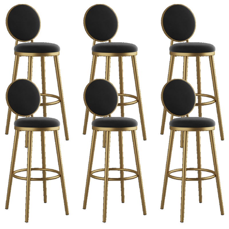 Nordic Armless Backrest Counter Stool Steel Kitchen Bar Stool with Cushion and Pedal Black 6 Piece Set Clearhalo 'Bar Furniture' 'Bar Stools' 'bar_stools' 'furn' 'furn_bar_stools' 'Furniture' 'Kitchen & Dining Furniture' 6122848