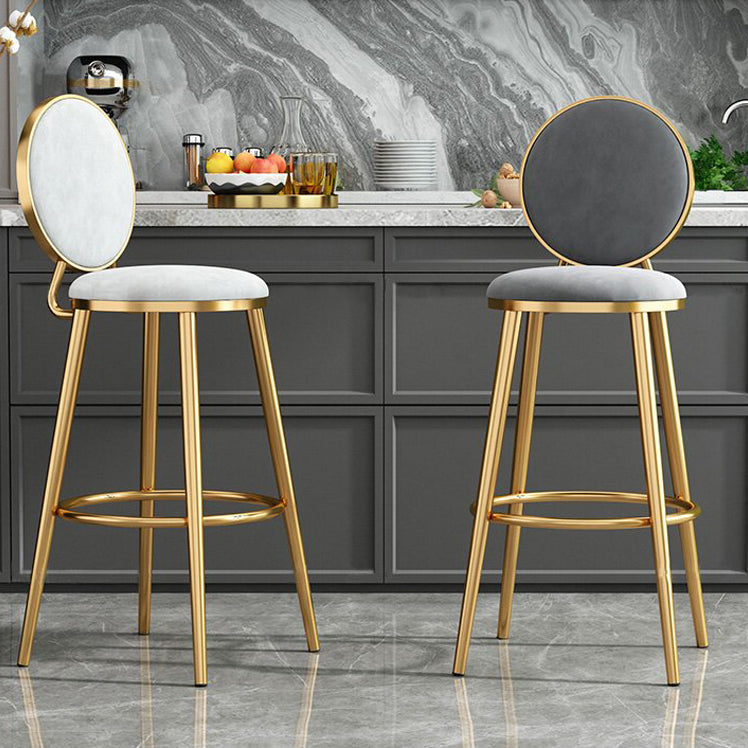 Nordic Armless Backrest Counter Stool Steel Kitchen Bar Stool with Cushion and Pedal Clearhalo 'Bar Furniture' 'Bar Stools' 'bar_stools' 'furn' 'furn_bar_stools' 'Furniture' 'Kitchen & Dining Furniture' 6122849