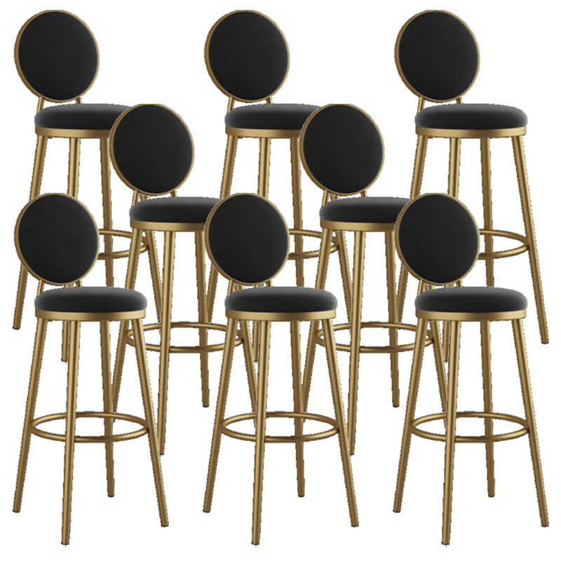 Nordic Armless Backrest Counter Stool Steel Kitchen Bar Stool with Cushion and Pedal Black 8 Piece Set Clearhalo 'Bar Furniture' 'Bar Stools' 'bar_stools' 'furn' 'furn_bar_stools' 'Furniture' 'Kitchen & Dining Furniture' 6122851