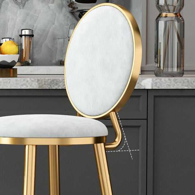 Nordic Armless Backrest Counter Stool Steel Kitchen Bar Stool with Cushion and Pedal Clearhalo 'Bar Furniture' 'Bar Stools' 'bar_stools' 'furn' 'furn_bar_stools' 'Furniture' 'Kitchen & Dining Furniture' 6122852