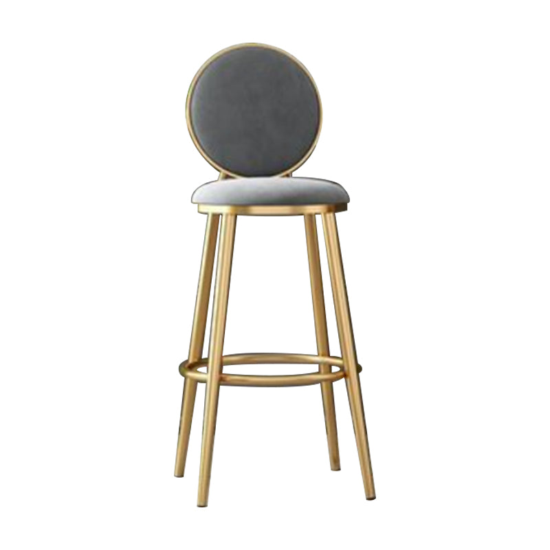 Nordic Armless Backrest Counter Stool Steel Kitchen Bar Stool with Cushion and Pedal Grey 1 Piece Clearhalo 'Bar Furniture' 'Bar Stools' 'bar_stools' 'furn' 'furn_bar_stools' 'Furniture' 'Kitchen & Dining Furniture' 6122853