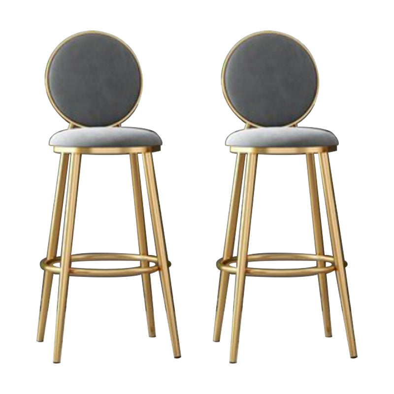 Nordic Armless Backrest Counter Stool Steel Kitchen Bar Stool with Cushion and Pedal Grey 2 Piece Set Clearhalo 'Bar Furniture' 'Bar Stools' 'bar_stools' 'furn' 'furn_bar_stools' 'Furniture' 'Kitchen & Dining Furniture' 6122854