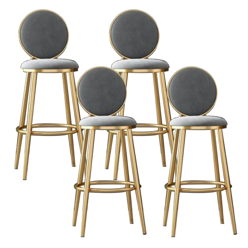 Nordic Armless Backrest Counter Stool Steel Kitchen Bar Stool with Cushion and Pedal Grey 4 Piece Set Clearhalo 'Bar Furniture' 'Bar Stools' 'bar_stools' 'furn' 'furn_bar_stools' 'Furniture' 'Kitchen & Dining Furniture' 6122857