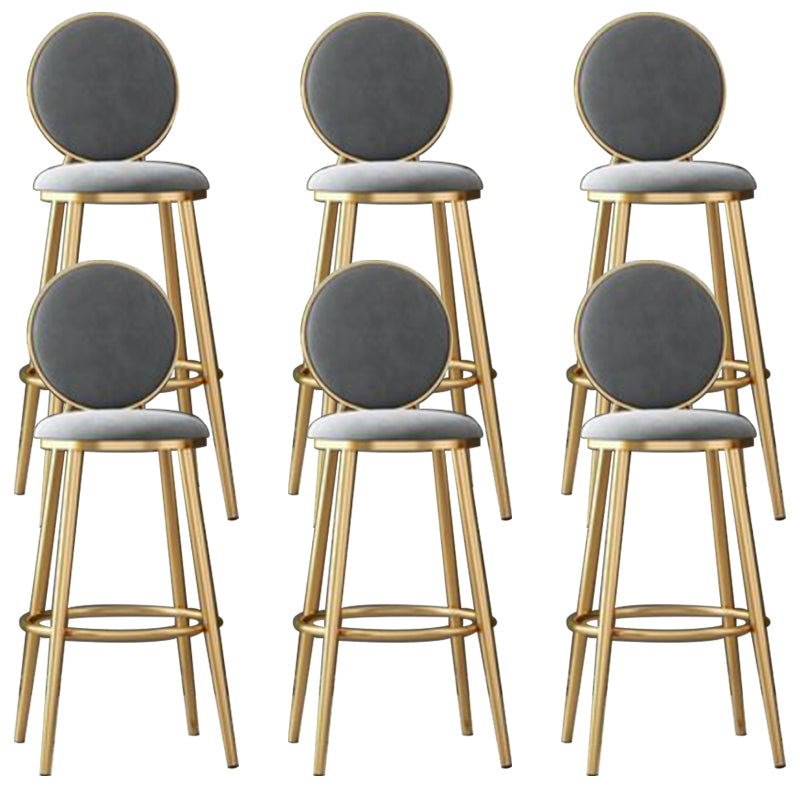 Nordic Armless Backrest Counter Stool Steel Kitchen Bar Stool with Cushion and Pedal Grey 6 Piece Set Clearhalo 'Bar Furniture' 'Bar Stools' 'bar_stools' 'furn' 'furn_bar_stools' 'Furniture' 'Kitchen & Dining Furniture' 6122858