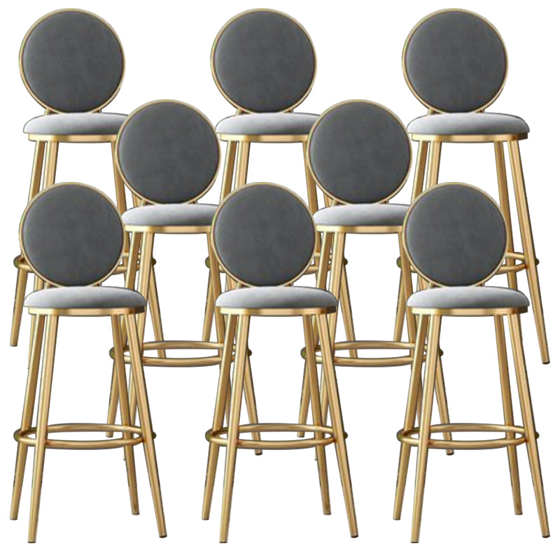 Nordic Armless Backrest Counter Stool Steel Kitchen Bar Stool with Cushion and Pedal Grey 8 Piece Set Clearhalo 'Bar Furniture' 'Bar Stools' 'bar_stools' 'furn' 'furn_bar_stools' 'Furniture' 'Kitchen & Dining Furniture' 6122860