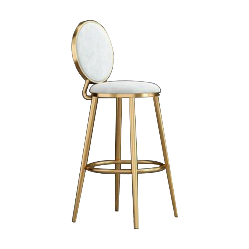 Nordic Armless Backrest Counter Stool Steel Kitchen Bar Stool with Cushion and Pedal White 1 Piece Clearhalo 'Bar Furniture' 'Bar Stools' 'bar_stools' 'furn' 'furn_bar_stools' 'Furniture' 'Kitchen & Dining Furniture' 6122861
