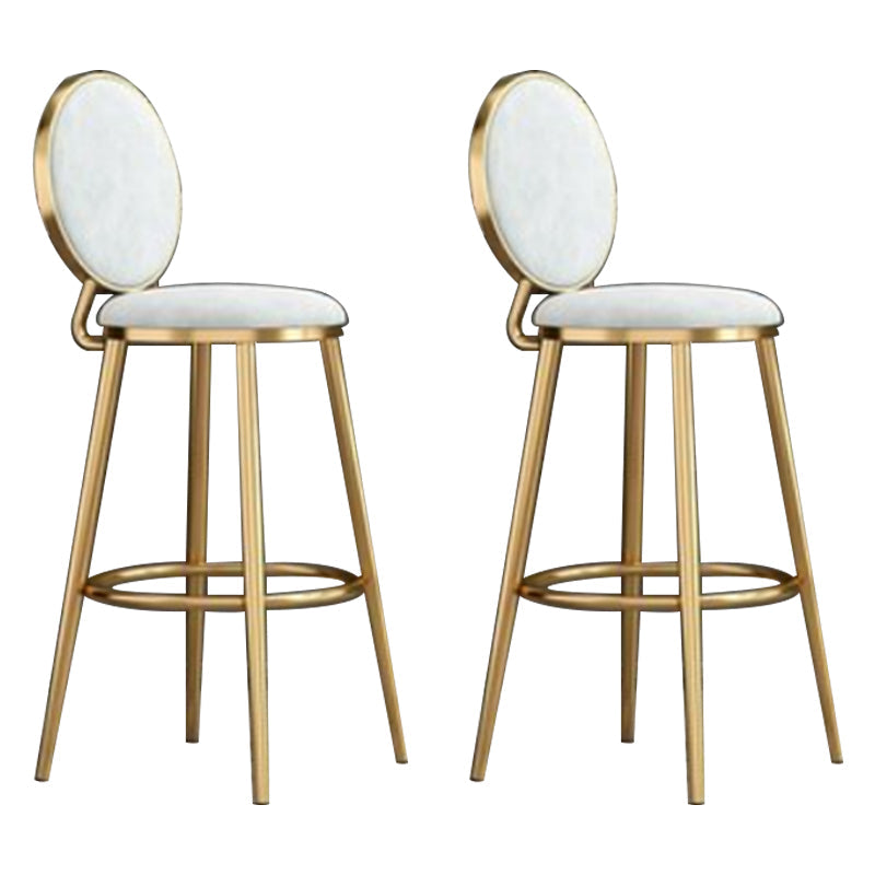 Nordic Armless Backrest Counter Stool Steel Kitchen Bar Stool with Cushion and Pedal White 2 Piece Set Clearhalo 'Bar Furniture' 'Bar Stools' 'bar_stools' 'furn' 'furn_bar_stools' 'Furniture' 'Kitchen & Dining Furniture' 6122862