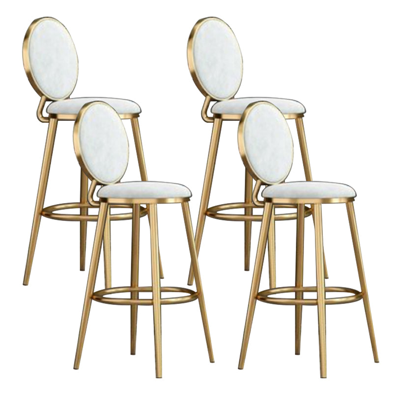 Nordic Armless Backrest Counter Stool Steel Kitchen Bar Stool with Cushion and Pedal White 4 Piece Set Clearhalo 'Bar Furniture' 'Bar Stools' 'bar_stools' 'furn' 'furn_bar_stools' 'Furniture' 'Kitchen & Dining Furniture' 6122863