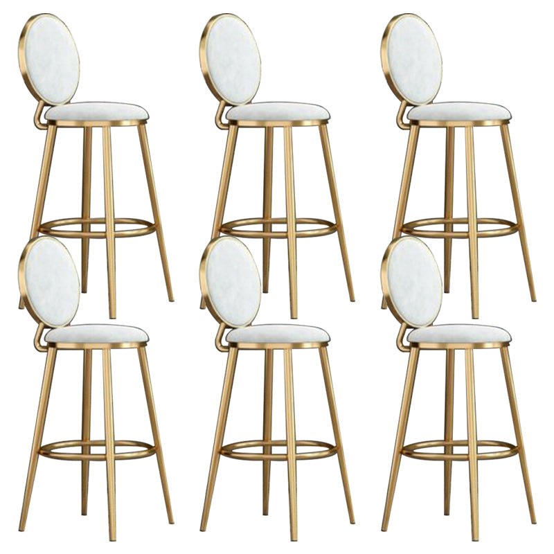 Nordic Armless Backrest Counter Stool Steel Kitchen Bar Stool with Cushion and Pedal White 6 Piece Set Clearhalo 'Bar Furniture' 'Bar Stools' 'bar_stools' 'furn' 'furn_bar_stools' 'Furniture' 'Kitchen & Dining Furniture' 6122864