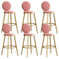 Nordic Armless Backrest Counter Stool Steel Kitchen Bar Stool with Cushion and Pedal Pink 6 Piece Set Clearhalo 'Bar Furniture' 'Bar Stools' 'bar_stools' 'furn' 'furn_bar_stools' 'Furniture' 'Kitchen & Dining Furniture' 6122869