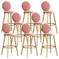 Nordic Armless Backrest Counter Stool Steel Kitchen Bar Stool with Cushion and Pedal Pink 8 Piece Set Clearhalo 'Bar Furniture' 'Bar Stools' 'bar_stools' 'furn' 'furn_bar_stools' 'Furniture' 'Kitchen & Dining Furniture' 6122870