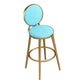 Nordic Armless Backrest Counter Stool Steel Kitchen Bar Stool with Cushion and Pedal Sky Blue 1 Piece Clearhalo 'Bar Furniture' 'Bar Stools' 'bar_stools' 'furn' 'furn_bar_stools' 'Furniture' 'Kitchen & Dining Furniture' 6122871