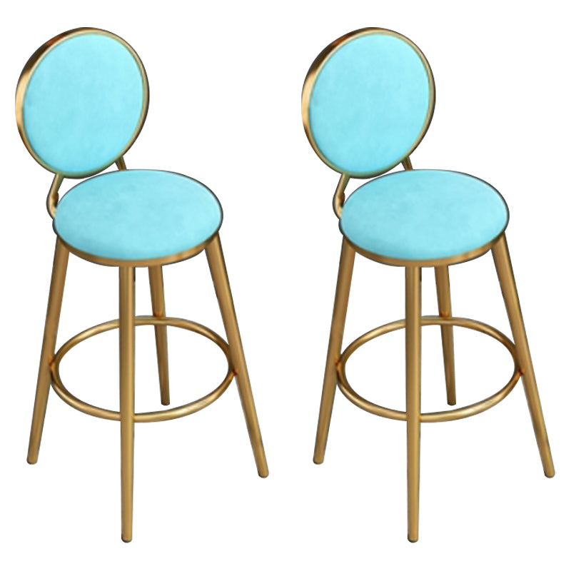 Nordic Armless Backrest Counter Stool Steel Kitchen Bar Stool with Cushion and Pedal Sky Blue 2 Piece Set Clearhalo 'Bar Furniture' 'Bar Stools' 'bar_stools' 'furn' 'furn_bar_stools' 'Furniture' 'Kitchen & Dining Furniture' 6122872