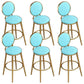 Nordic Armless Backrest Counter Stool Steel Kitchen Bar Stool with Cushion and Pedal Sky Blue 6 Piece Set Clearhalo 'Bar Furniture' 'Bar Stools' 'bar_stools' 'furn' 'furn_bar_stools' 'Furniture' 'Kitchen & Dining Furniture' 6122874