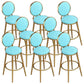 Nordic Armless Backrest Counter Stool Steel Kitchen Bar Stool with Cushion and Pedal Sky Blue 8 Piece Set Clearhalo 'Bar Furniture' 'Bar Stools' 'bar_stools' 'furn' 'furn_bar_stools' 'Furniture' 'Kitchen & Dining Furniture' 6122875