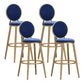 Nordic Armless Backrest Counter Stool Steel Kitchen Bar Stool with Cushion and Pedal Dark Blue 4 Piece Set Clearhalo 'Bar Furniture' 'Bar Stools' 'bar_stools' 'furn' 'furn_bar_stools' 'Furniture' 'Kitchen & Dining Furniture' 6122878