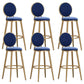 Nordic Armless Backrest Counter Stool Steel Kitchen Bar Stool with Cushion and Pedal Dark Blue 6 Piece Set Clearhalo 'Bar Furniture' 'Bar Stools' 'bar_stools' 'furn' 'furn_bar_stools' 'Furniture' 'Kitchen & Dining Furniture' 6122879