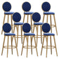 Nordic Armless Backrest Counter Stool Steel Kitchen Bar Stool with Cushion and Pedal Dark Blue 8 Piece Set Clearhalo 'Bar Furniture' 'Bar Stools' 'bar_stools' 'furn' 'furn_bar_stools' 'Furniture' 'Kitchen & Dining Furniture' 6122880