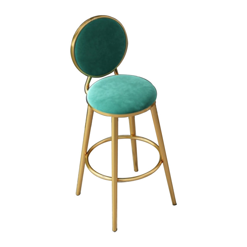 Nordic Armless Backrest Counter Stool Steel Kitchen Bar Stool with Cushion and Pedal Blackish Green 1 Piece Clearhalo 'Bar Furniture' 'Bar Stools' 'bar_stools' 'furn' 'furn_bar_stools' 'Furniture' 'Kitchen & Dining Furniture' 6122881