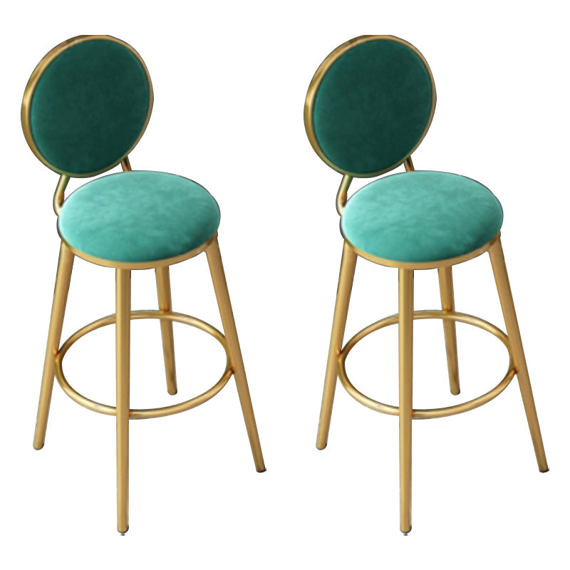 Nordic Armless Backrest Counter Stool Steel Kitchen Bar Stool with Cushion and Pedal Blackish Green 2 Piece Set Clearhalo 'Bar Furniture' 'Bar Stools' 'bar_stools' 'furn' 'furn_bar_stools' 'Furniture' 'Kitchen & Dining Furniture' 6122882