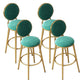Nordic Armless Backrest Counter Stool Steel Kitchen Bar Stool with Cushion and Pedal Blackish Green 4 Piece Set Clearhalo 'Bar Furniture' 'Bar Stools' 'bar_stools' 'furn' 'furn_bar_stools' 'Furniture' 'Kitchen & Dining Furniture' 6122883