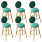 Nordic Armless Backrest Counter Stool Steel Kitchen Bar Stool with Cushion and Pedal Blackish Green 6 Piece Set Clearhalo 'Bar Furniture' 'Bar Stools' 'bar_stools' 'furn' 'furn_bar_stools' 'Furniture' 'Kitchen & Dining Furniture' 6122884