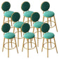 Nordic Armless Backrest Counter Stool Steel Kitchen Bar Stool with Cushion and Pedal Blackish Green 8 Piece Set Clearhalo 'Bar Furniture' 'Bar Stools' 'bar_stools' 'furn' 'furn_bar_stools' 'Furniture' 'Kitchen & Dining Furniture' 6122885