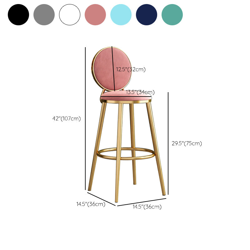 Nordic Armless Backrest Counter Stool Steel Kitchen Bar Stool with Cushion and Pedal Clearhalo 'Bar Furniture' 'Bar Stools' 'bar_stools' 'furn' 'furn_bar_stools' 'Furniture' 'Kitchen & Dining Furniture' 6122887