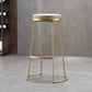Glam Armless Backless Counter Stool Iron Bar Stool with Leather Cushion and Footrest
