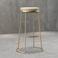 Glam Armless Backless Counter Stool Iron Bar Stool with Leather Cushion and Footrest