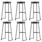 Glam Armless Backless Counter Stool Iron Bar Stool with Leather Cushion and Footrest