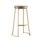 Glam Armless Backless Counter Stool Iron Bar Stool with Leather Cushion and Footrest