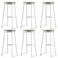 Glam Armless Backless Counter Stool Iron Bar Stool with Leather Cushion and Footrest