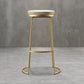 Glam Armless Backless Counter Stool Iron Bar Stool with Leather Cushion and Footrest