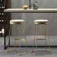 Glam Armless Backless Counter Stool Iron Bar Stool with Leather Cushion and Footrest