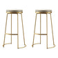 Glam Armless Backless Counter Stool Iron Bar Stool with Leather Cushion and Footrest