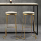 Glam Armless Backless Counter Stool Iron Bar Stool with Leather Cushion and Footrest