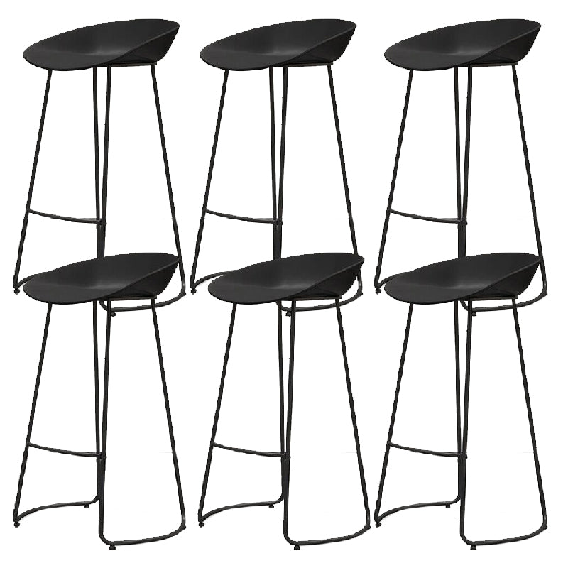 Modern Footrest Counter-height Stool Indoor Plastic and Metal Bucket Counter Chair