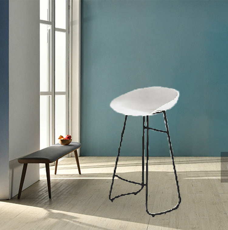 Modern Footrest Counter-height Stool Indoor Plastic and Metal Bucket Counter Chair
