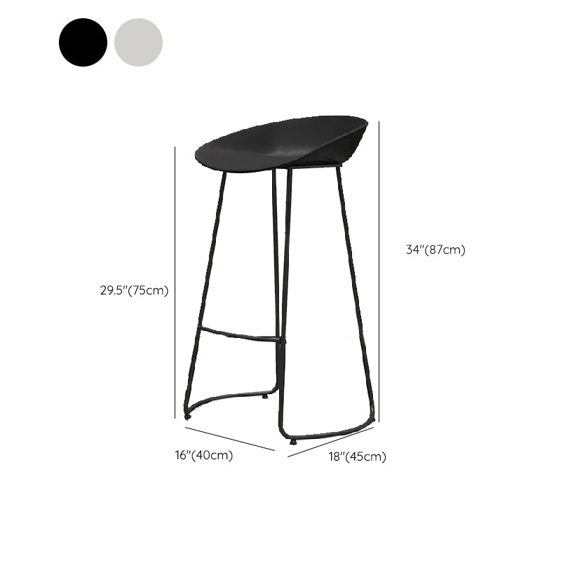 Modern Footrest Counter-height Stool Indoor Plastic and Metal Bucket Counter Chair