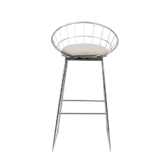 Glam Bucket Counter Bar Stool Footrest Low Back Indoor Metal Counter Stools Silver 1 Piece