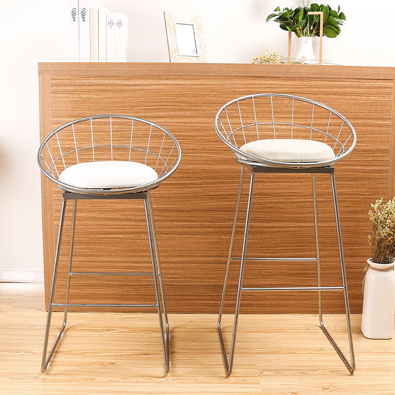 Glam Bucket Counter Bar Stool Footrest Low Back Indoor Metal Counter Stools