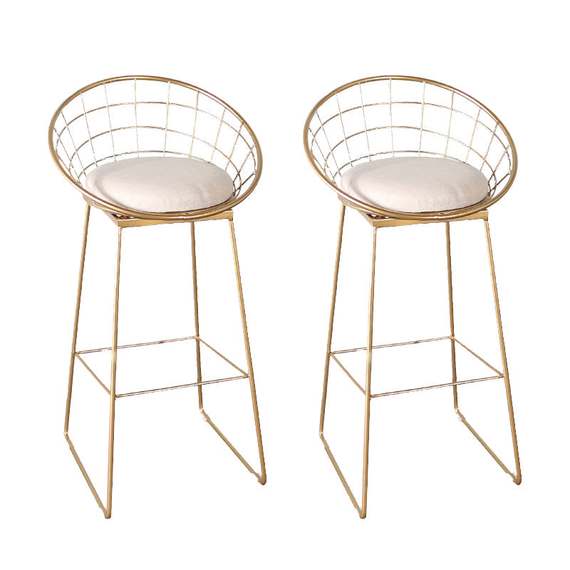 Glam Bucket Counter Bar Stool Footrest Low Back Indoor Metal Counter Stools