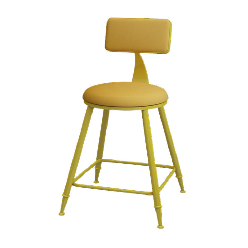 Nordic Armless Backrest Counter Stool Iron Kitchen Bar Stool with Leather Cushion