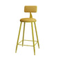 Nordic Armless Backrest Counter Stool Iron Kitchen Bar Stool with Leather Cushion