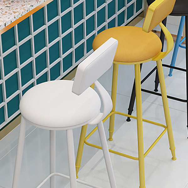 Nordic Armless Backrest Counter Stool Iron Kitchen Bar Stool with Leather Cushion