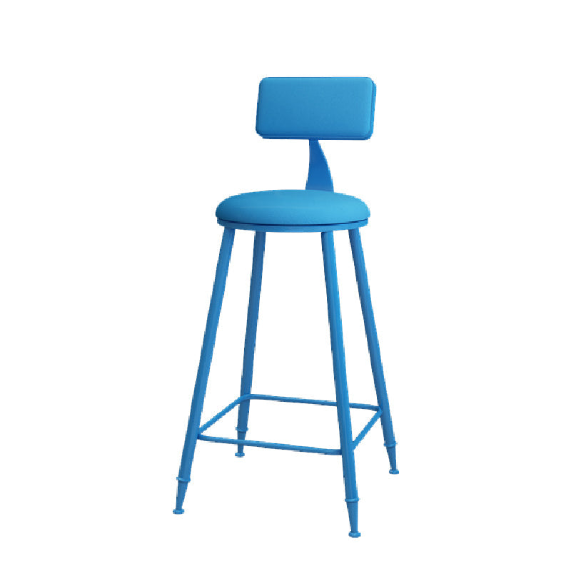 Nordic Armless Backrest Counter Stool Iron Kitchen Bar Stool with Leather Cushion