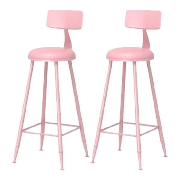 Nordic Armless Backrest Counter Stool Iron Kitchen Bar Stool with Leather Cushion