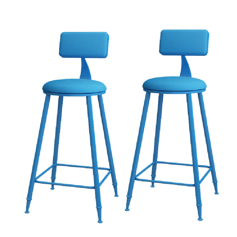 Nordic Armless Backrest Counter Stool Iron Kitchen Bar Stool with Leather Cushion